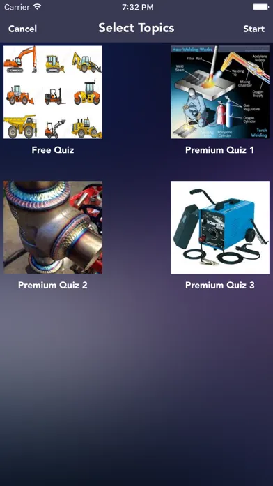 Welder Practice Quiz Screenshots