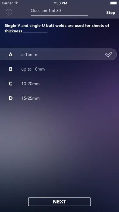 Welder Practice Quiz Screenshots