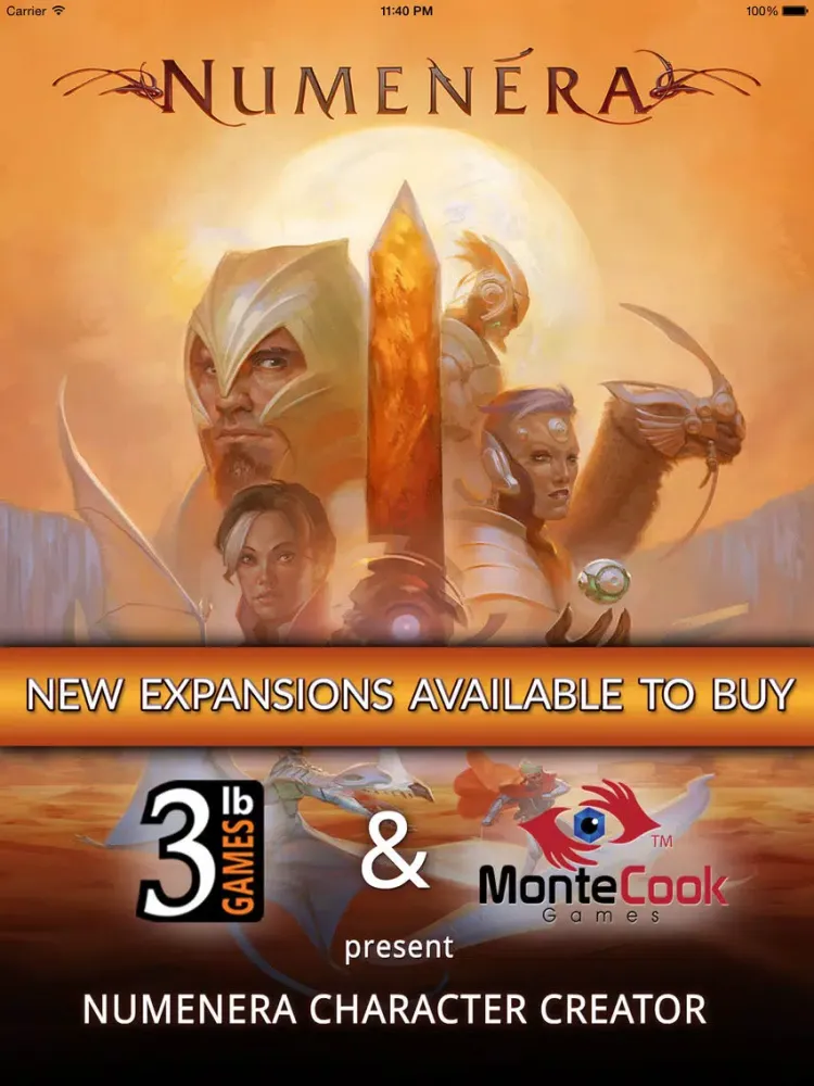 Numenera Character Creator iPad 應用截圖
