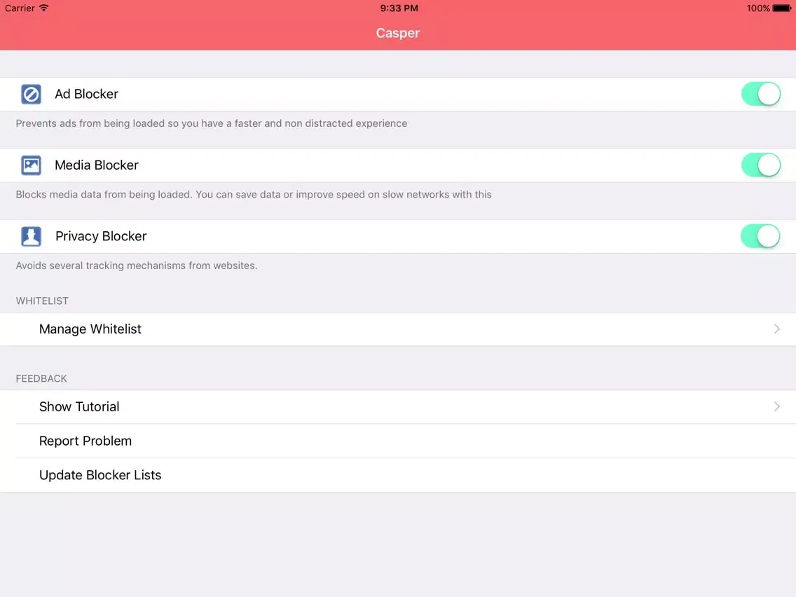 صور Casper anti-ads: remove ads and media, super fast browsing iPad 