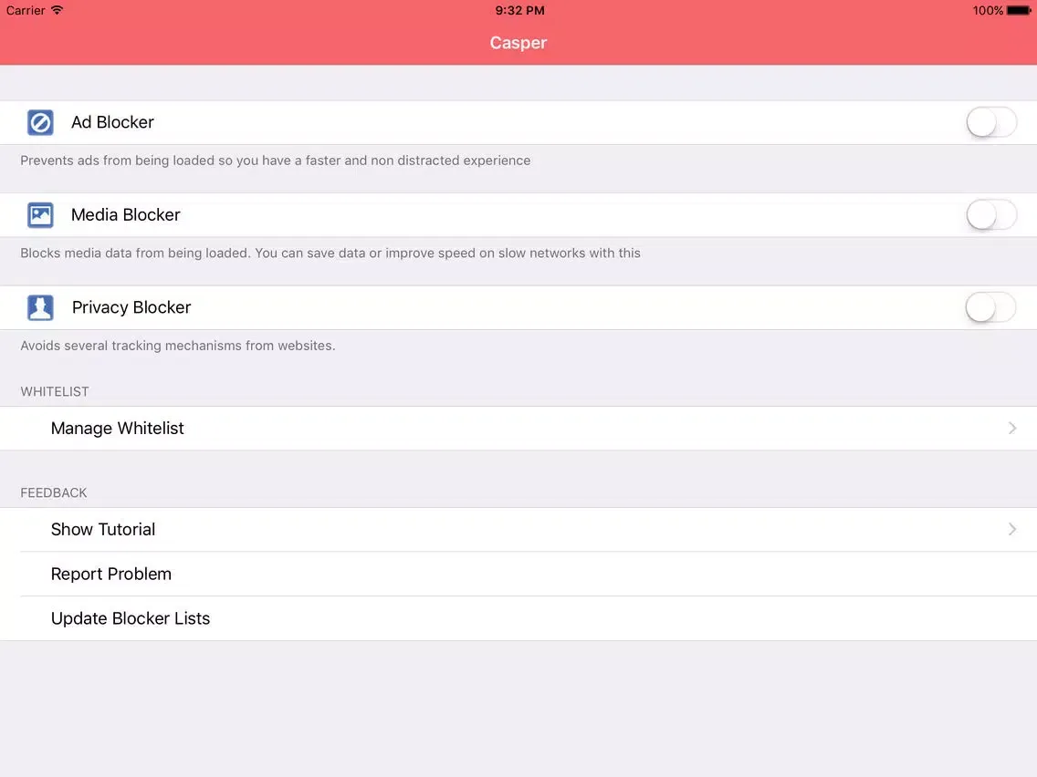 صور Casper anti-ads: remove ads and media, super fast browsing iPad 