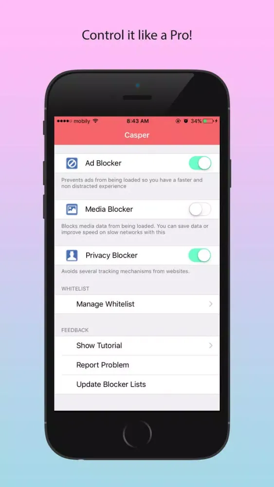 صور Casper anti-ads: remove ads and media, super fast browsing