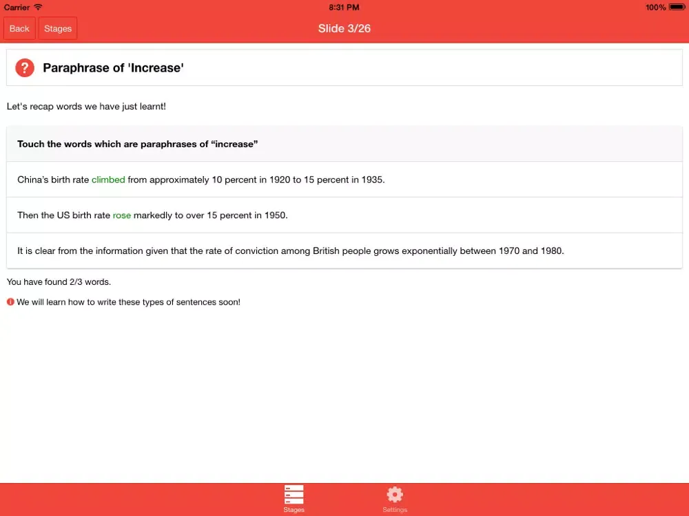 Ảnh chụp màn hình của IELTS High Score Tips iPad 