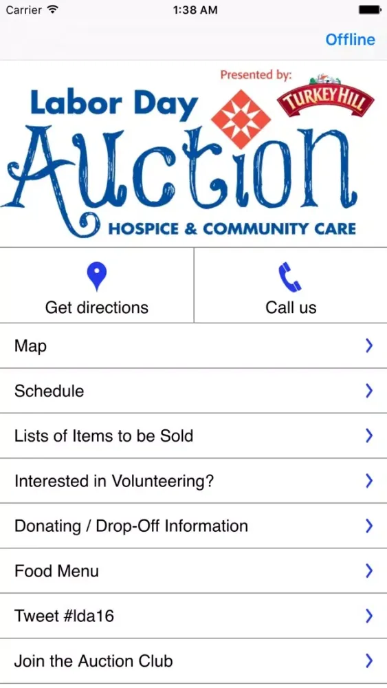 Tangkapan skrin Labor Day Auction by Hospice & Community Care