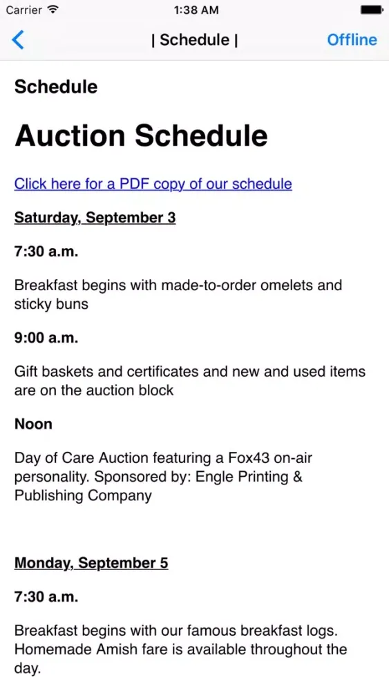 Tangkapan skrin Labor Day Auction by Hospice & Community Care