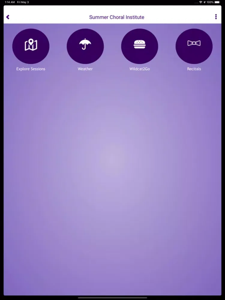 Tangkapan layar Summer Choral Institute iPad 