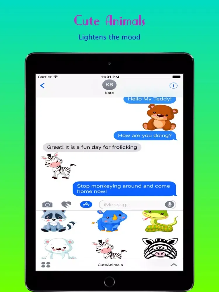 Tangkapan layar Cute Animals Stickers iPad 