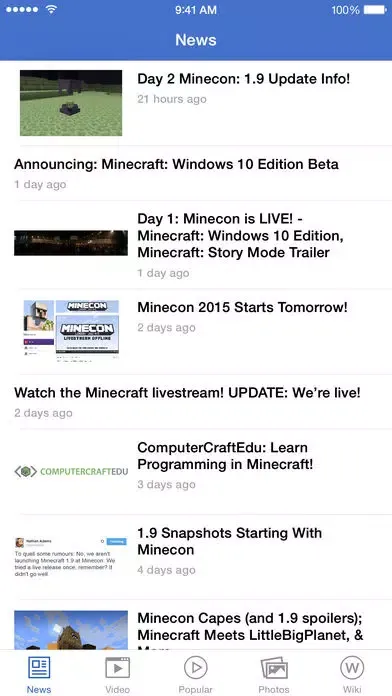 Tangkapan layar News for Minecraft HD Free - Cool Wallpapers and Video Guides (UNOFFICIAL)