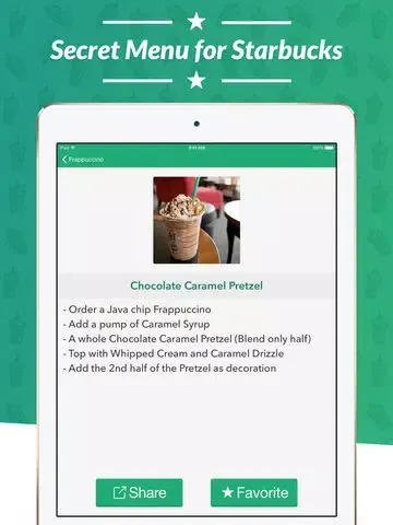 Zrzuty ekranu Secret Menu for Starbucks - Coffee, Frappuccino, Tea, Cold, and Hot Drink Recipes iPad 