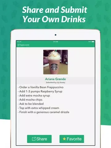 Zrzuty ekranu Secret Menu for Starbucks - Coffee, Frappuccino, Tea, Cold, and Hot Drink Recipes iPad 