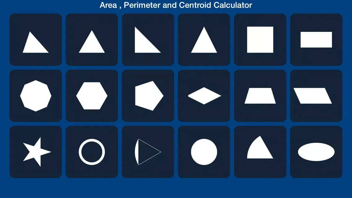 Zrzuty ekranu 2D Shapes Area and Perimeter Calculator