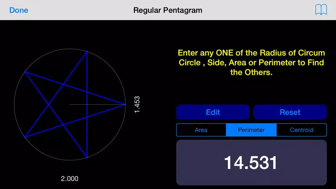 Zrzuty ekranu 2D Shapes Area and Perimeter Calculator