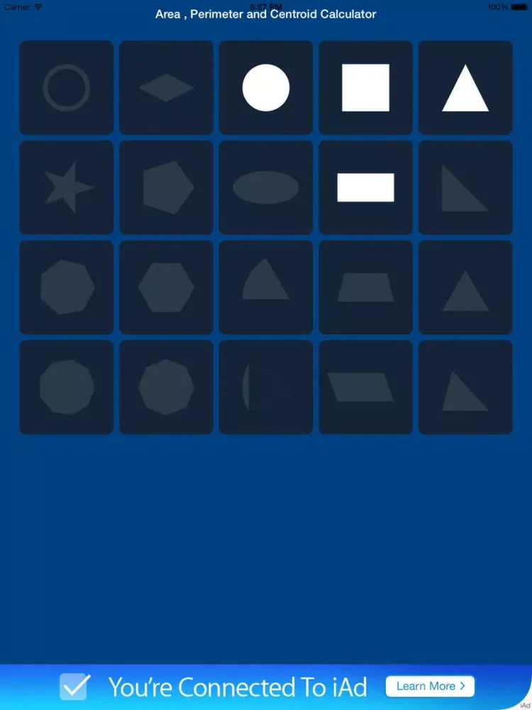 2D Shapes Area and Perimeter Calculator Lite iPad 应用截图