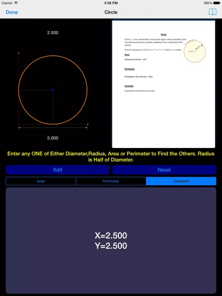 2D Shapes Area and Perimeter Calculator Lite iPad 应用截图
