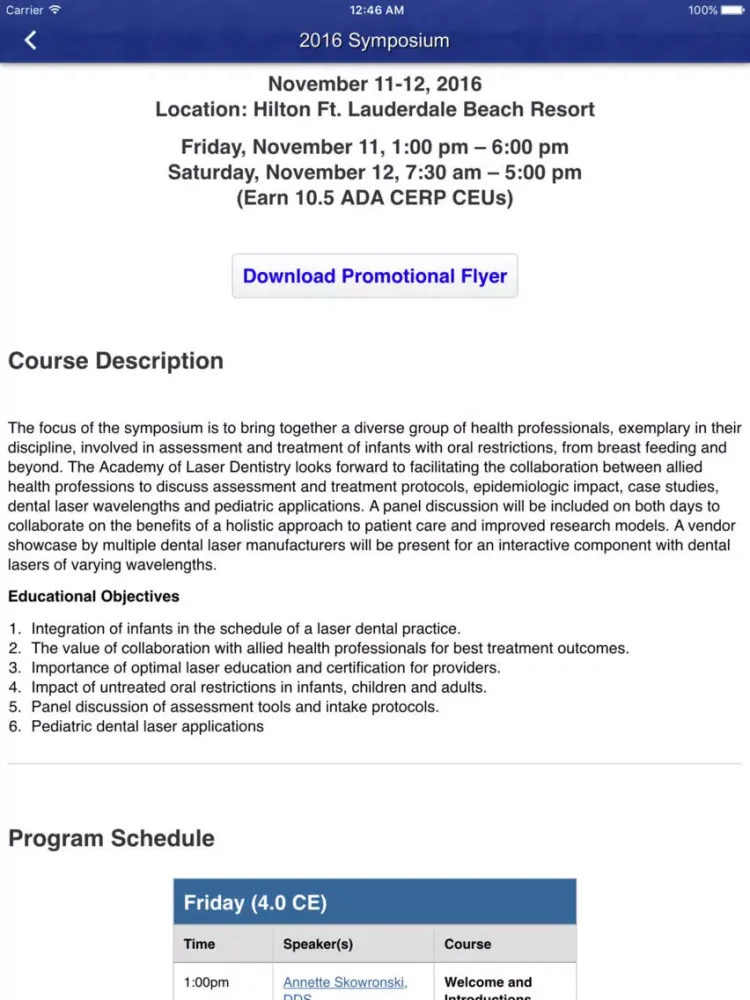 Academy of Laser Dentistry iPad  Screenshots