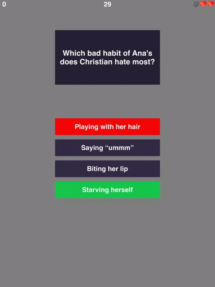 Capturas de tela do Trivia for 50 Shades of Grey - Book/Film Free Quiz iPad 