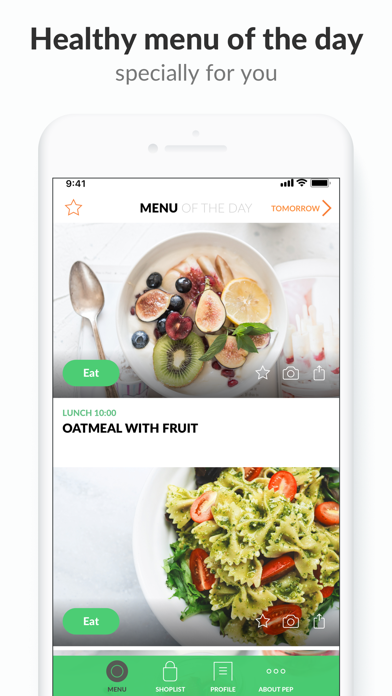 ภาพหน้าจอของ PEP: Healthy menu of the day