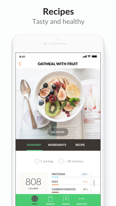 ภาพหน้าจอของ PEP: Healthy menu of the day