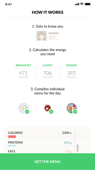 ภาพหน้าจอของ PEP: Healthy menu of the day