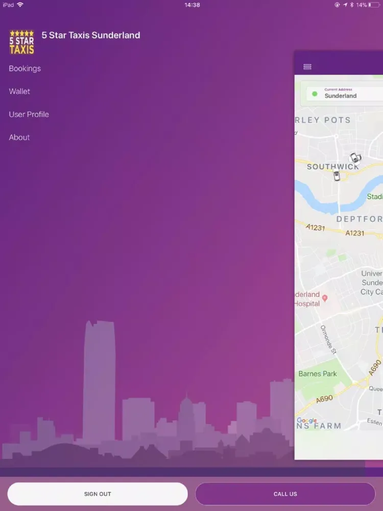 Tangkapan layar 5 Star Taxis Sunderland iPad 