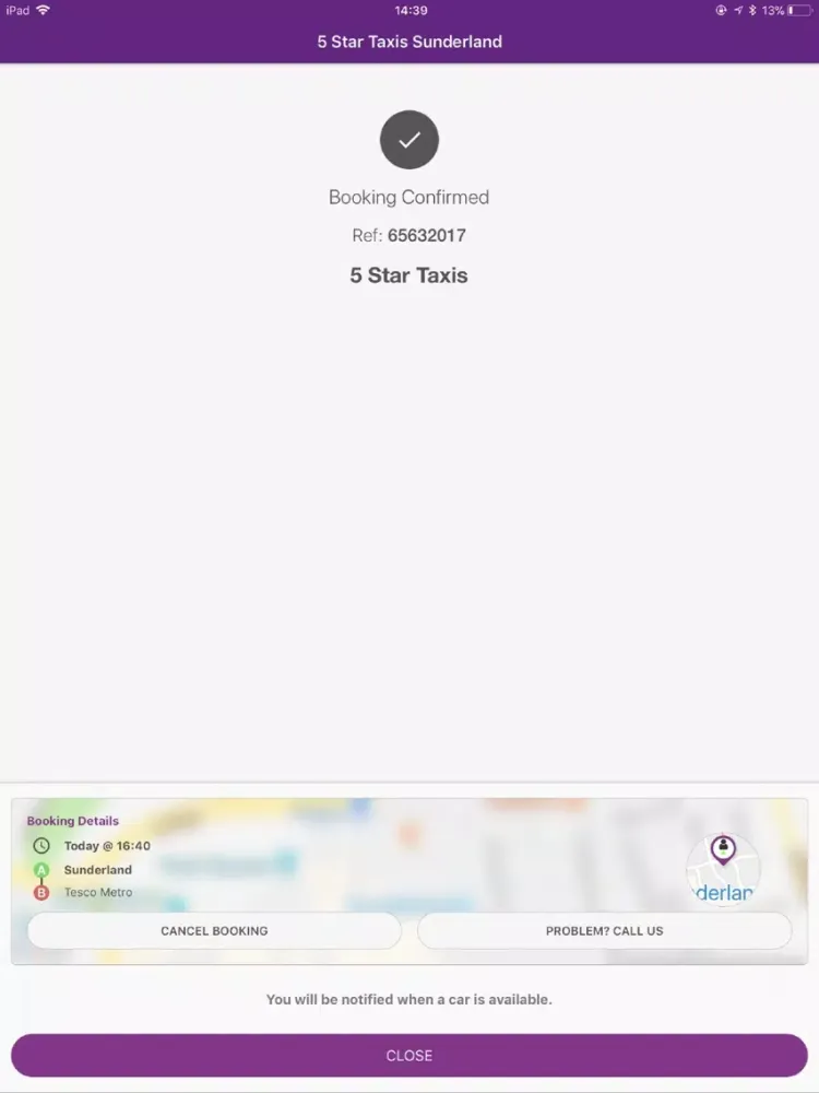 Tangkapan layar 5 Star Taxis Sunderland iPad 