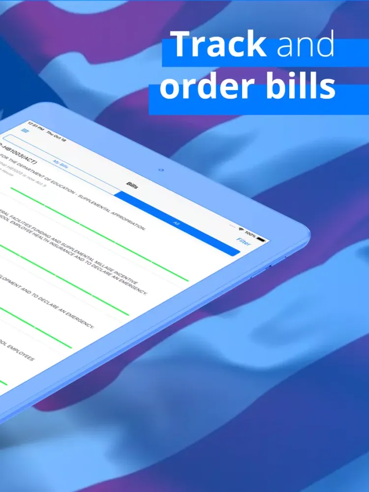 Tangkapan skrin LobbyUp - Legislation Tracker iPad 