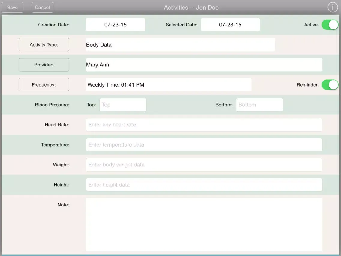 Ảnh chụp màn hình của Health Cabinet iPad 