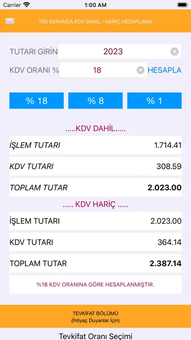 KDV Hesapla - KDV Dahil Hariç سکرین شاٹس