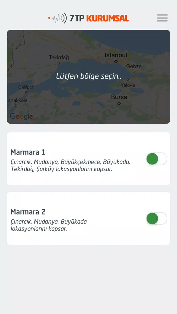 Ảnh chụp màn hình của 7TP Erken Uyarı Kurumsal