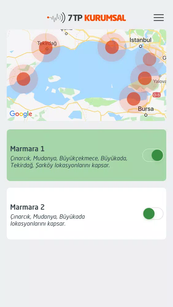 Ảnh chụp màn hình của 7TP Erken Uyarı Kurumsal