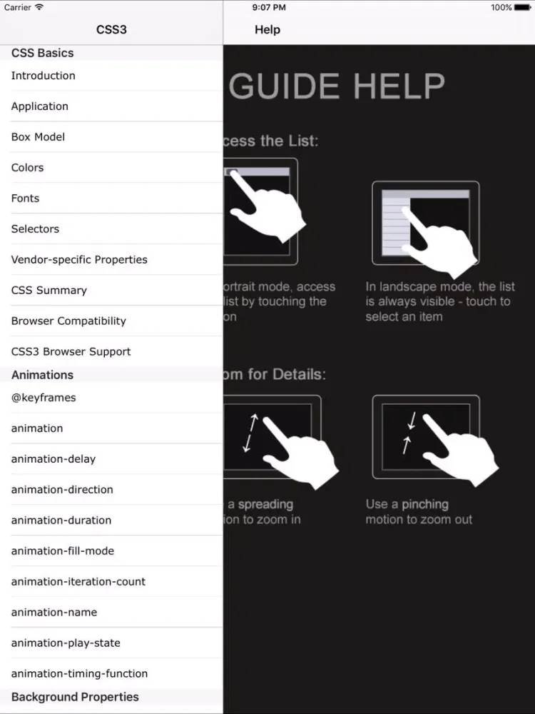 Capturas de tela do CSS3 Pro FREE iPad 