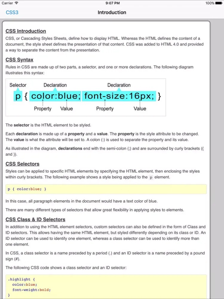 Capturas de tela do CSS3 Pro FREE iPad 