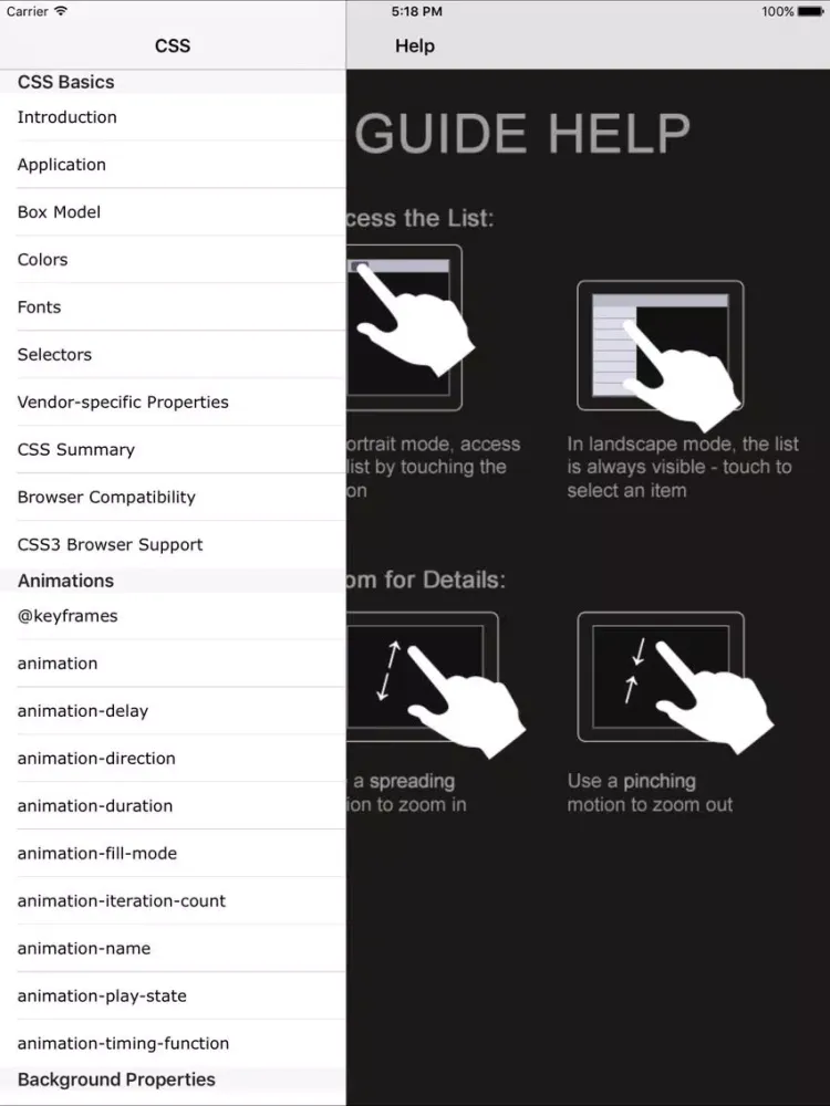 ภาพหน้าจอของ CSS Pro FREE iPad 