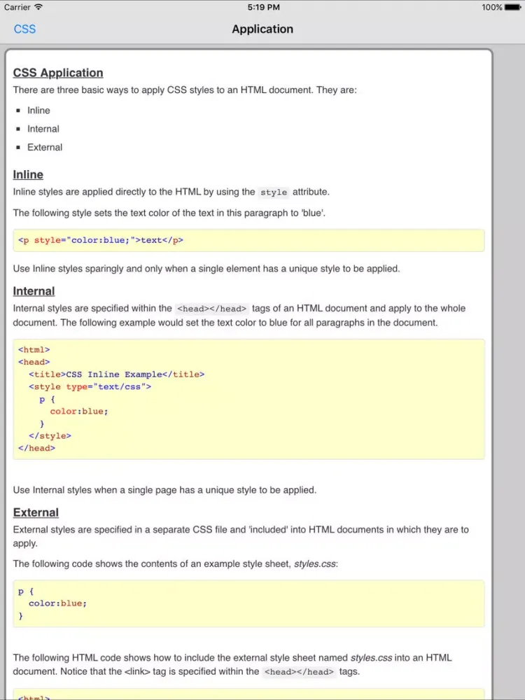 ภาพหน้าจอของ CSS Pro FREE iPad 