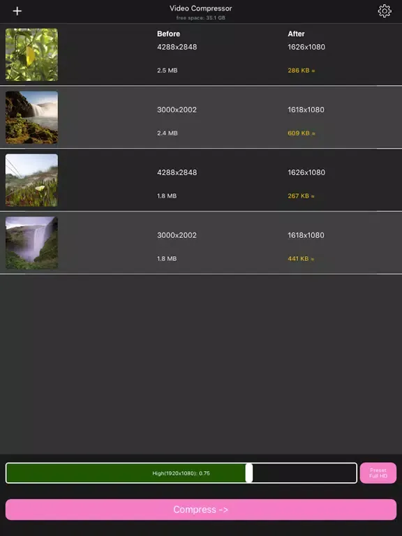 Tangkapan skrin Video Compressor:Shrink videos iPad 