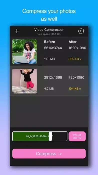 Tangkapan skrin Video Compressor:Shrink videos
