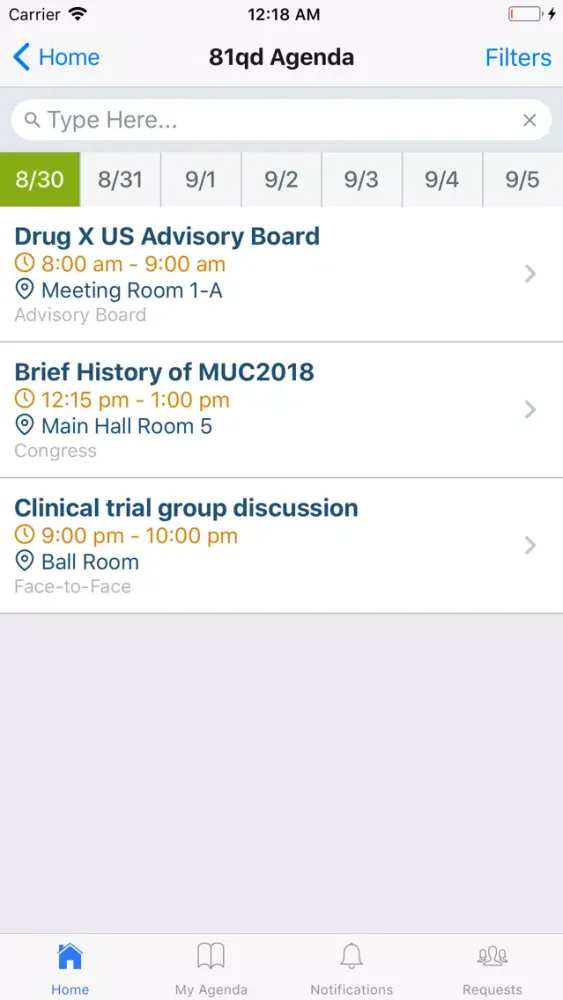 Screenshot di Congress Event Tracker