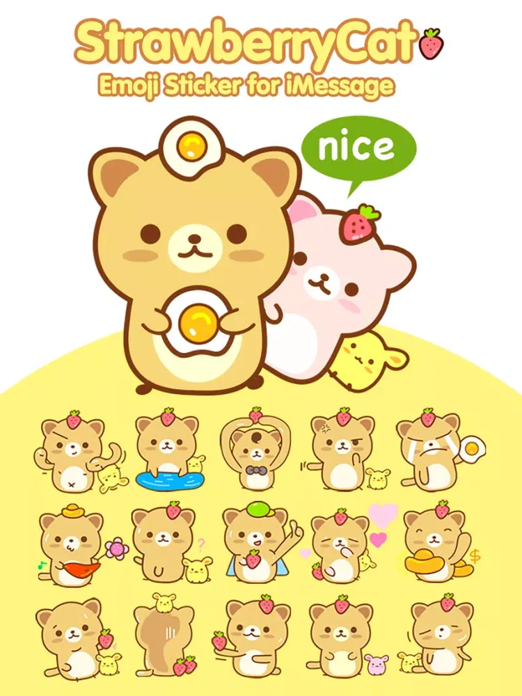 Zrzuty ekranu Strawberry Cat Pro - Cute & Emotional Stickers iPad 