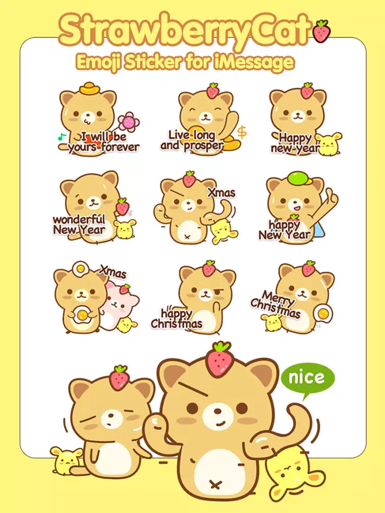 Zrzuty ekranu Strawberry Cat Pro - Cute & Emotional Stickers iPad 