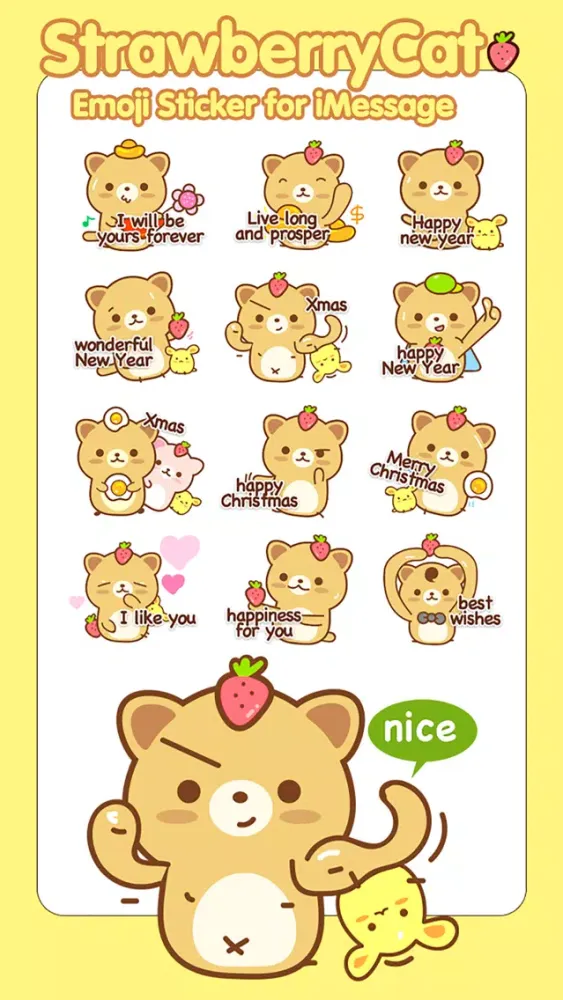Zrzuty ekranu Strawberry Cat Pro - Cute & Emotional Stickers