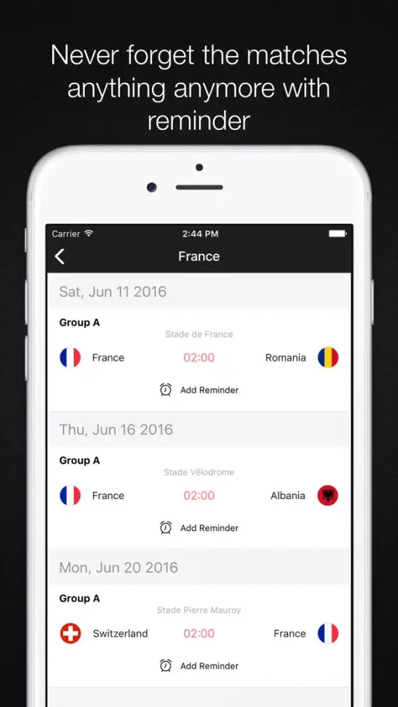 EURO 2016 - Scoreboard,Football schedule,Matches reminder應用截圖