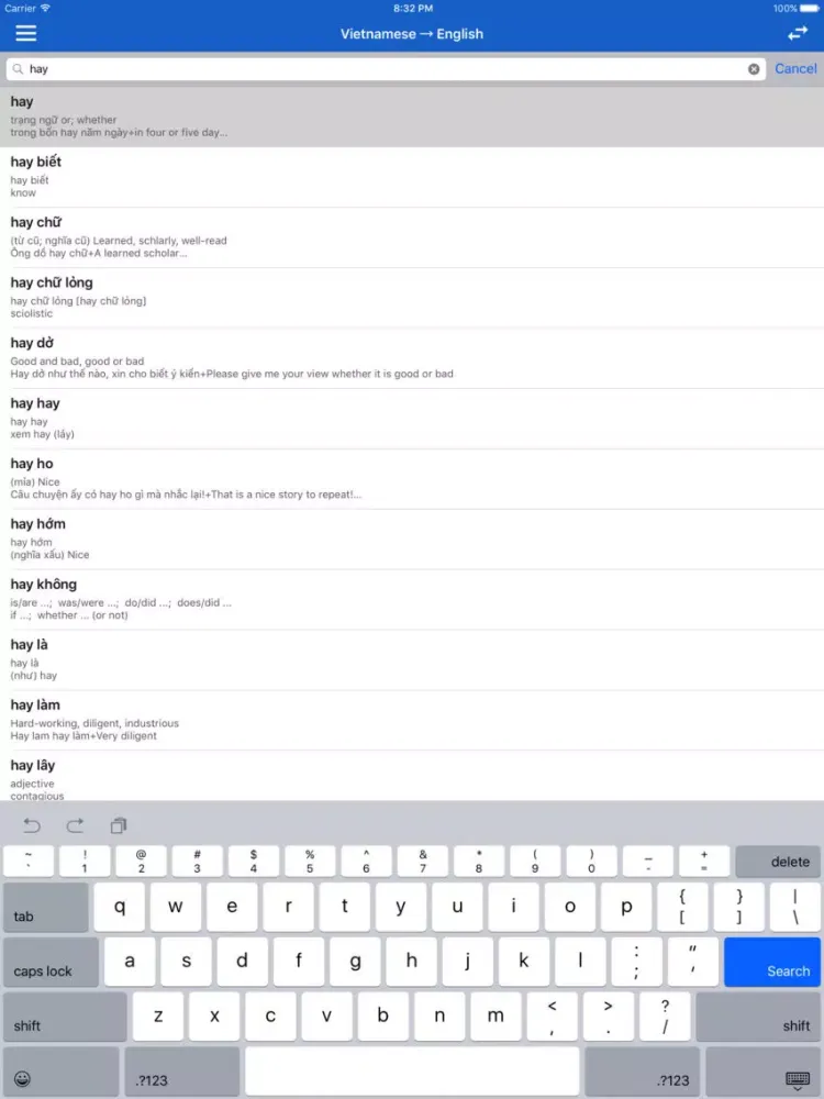Từ điển Anh Việt - English Vietnamese Dictionary. iPad  スクリーンショット
