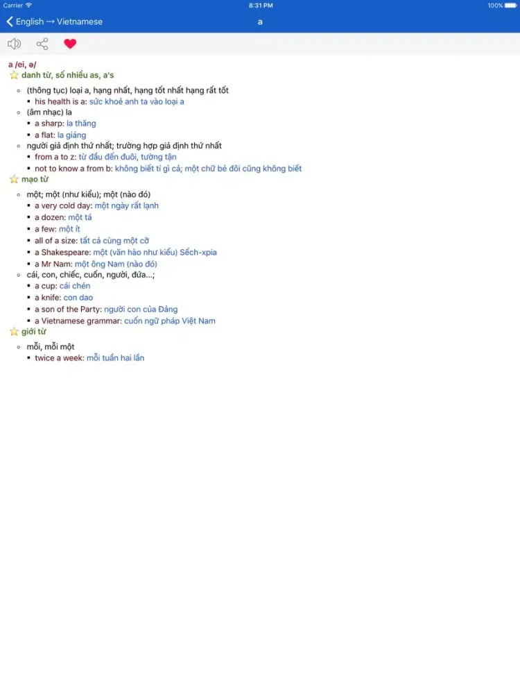 Từ điển Anh Việt - English Vietnamese Dictionary. iPad  スクリーンショット