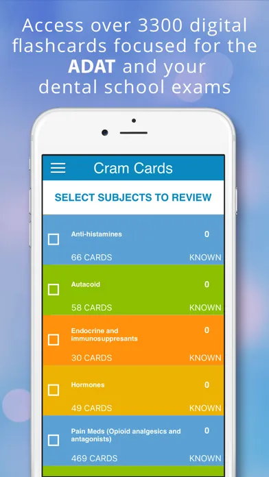 Zrzuty ekranu ADAT Pharmacology Cram Cards