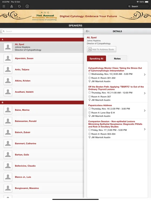 Capturas de tela do 71st Annual Scientific Meeting iPad 