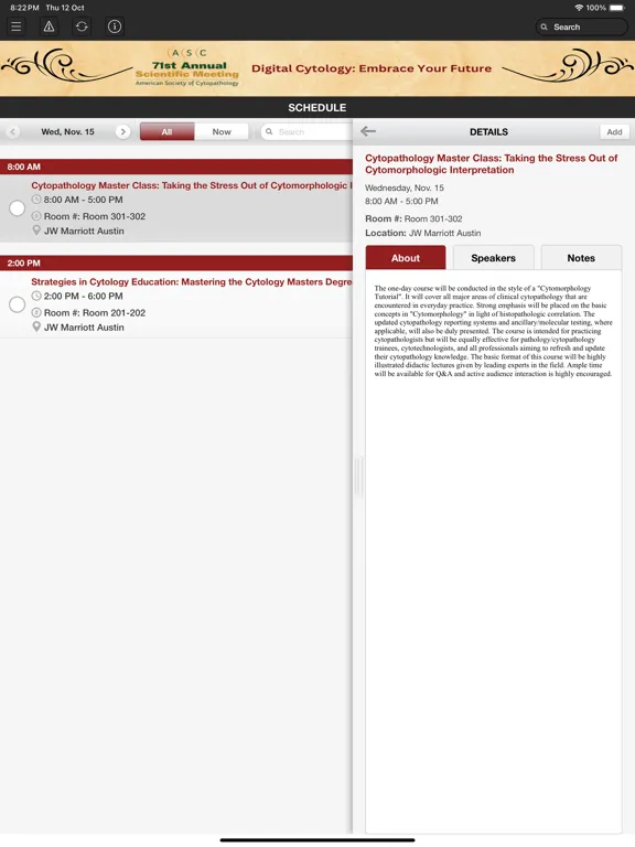 Capturas de tela do 71st Annual Scientific Meeting iPad 