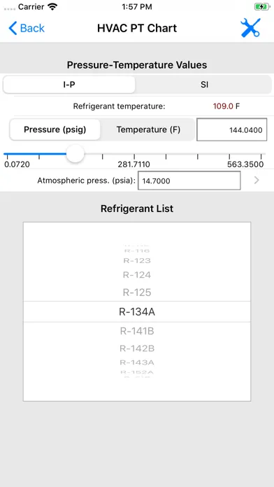 ASHRAE HVAC PT Chart Screenshots