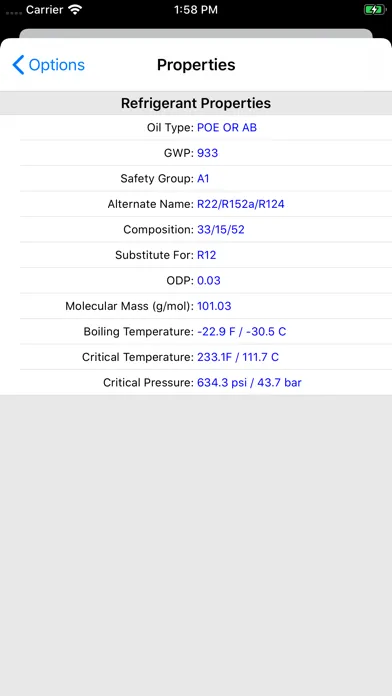 ASHRAE HVAC PT Chart Screenshots