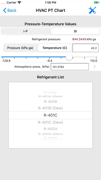 ASHRAE HVAC PT Chart Screenshots