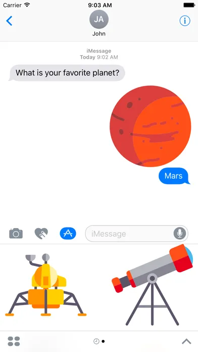 Ảnh chụp màn hình của Space Stickers Limited Edition for Messages